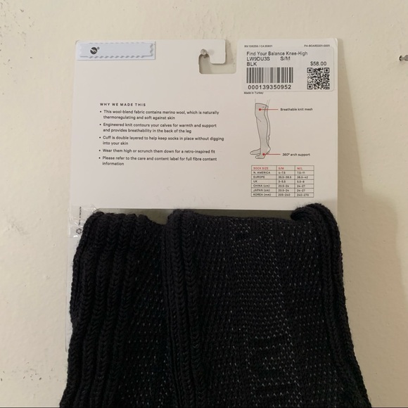 lululemon Find Your Balance Knee-High Sock in Black Size S/M Brand New NWT - Picture 7 of 16